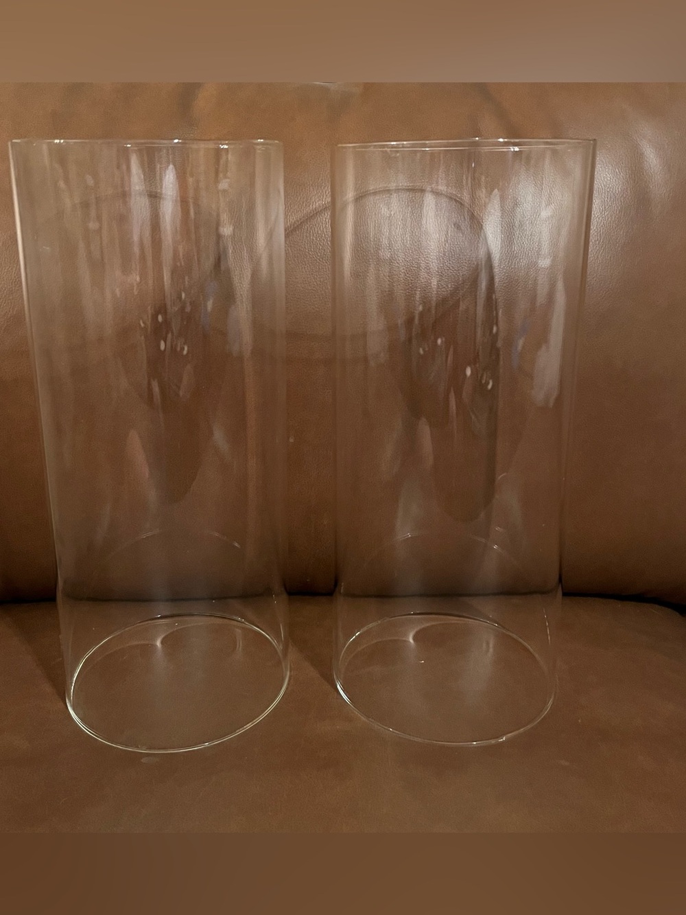 Open Ended Clean Glass Hurricane Candleholders - Set of 2